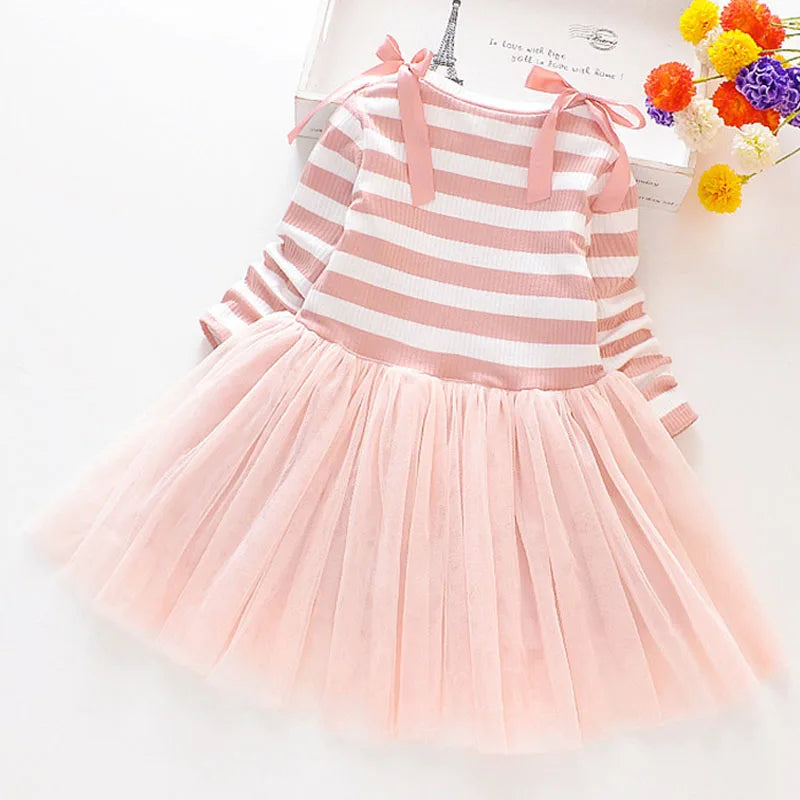 Kid Tulle Dress Toddler Girl Dress Baby Girl Clothes Long Sleeve Elegant Girl Princess Costume Casual Outfit Wedding Dress A841