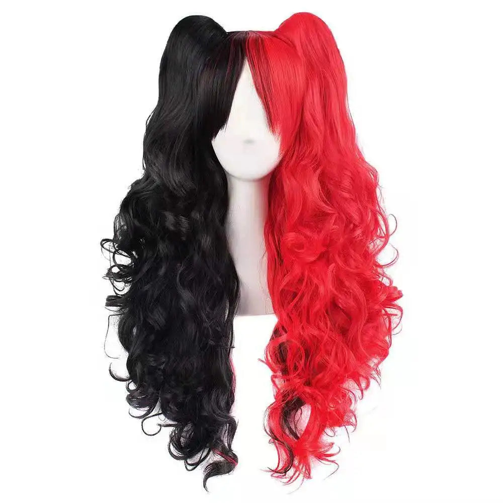 Long Wavy Anime Cosplay Lolita Wig Blue Blonde Pink Ombre Two Ponytails Girls Kawaii Anime Accessories Wigs for Women