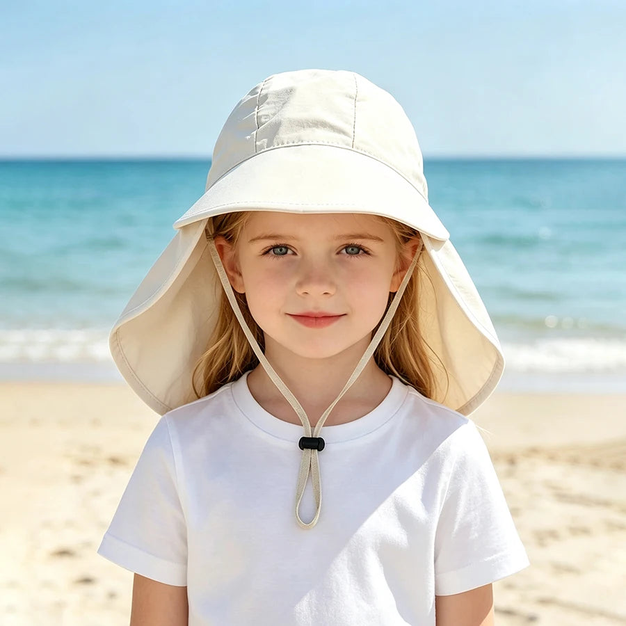 Children's Hat Summer Thin Breathable  Sunshade Hat for Boys, Girls, and Babies Sunscreen Outdoor Big brimmed Neck Protectio