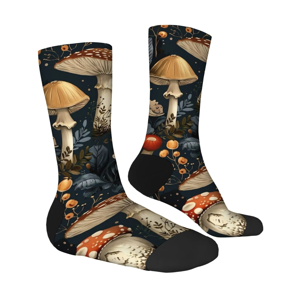 Retro Fantasy Style Mushroom Men's Socks Unisex Novelty Funny Sports Socks Comfortable Breathable Non-slip Casual Socks Gifts