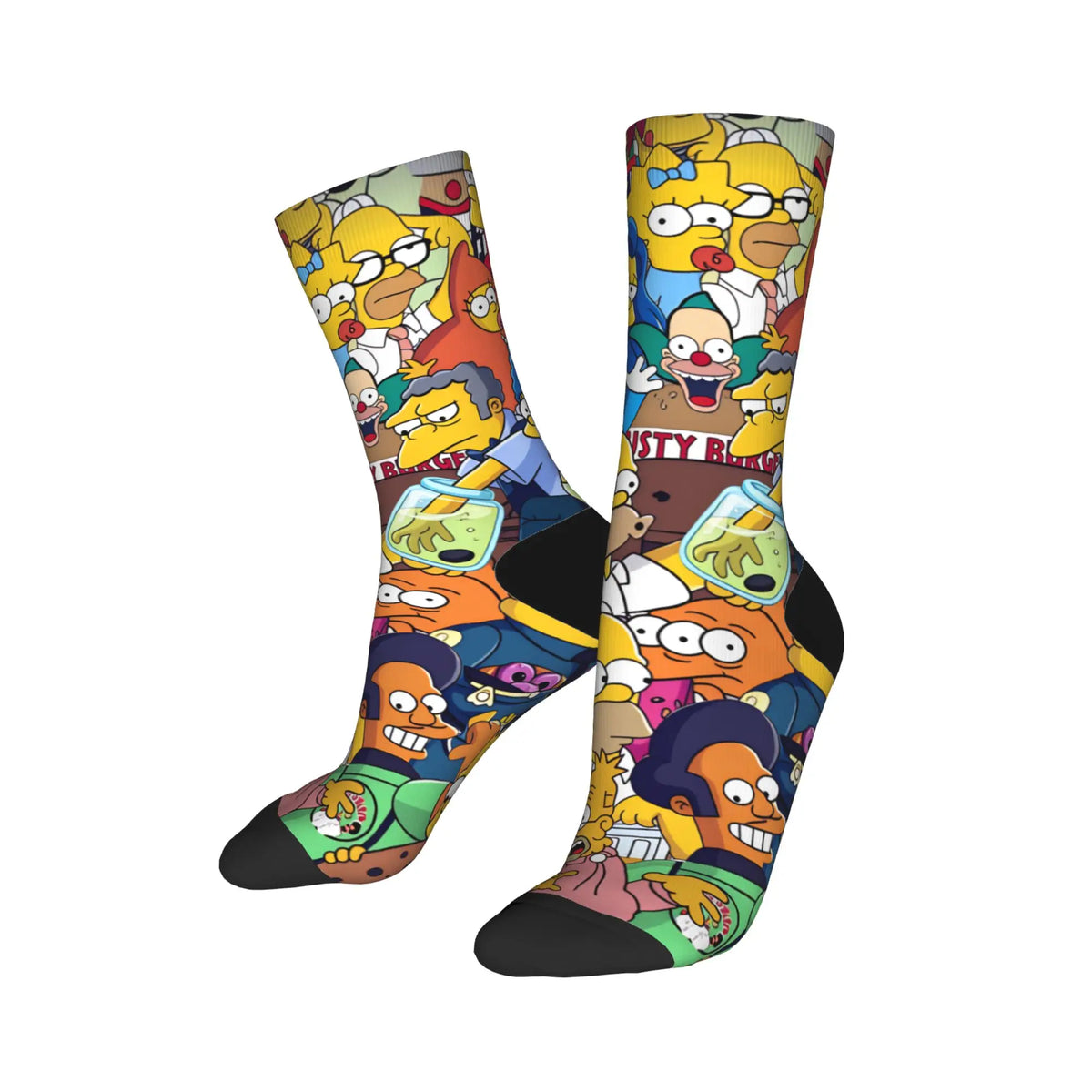 Homer S-Simpsons And Friends Meme Stockings Novelty Socks Unisex Men Breathable Socks Autumn Running Pattern Anti Socks Gift