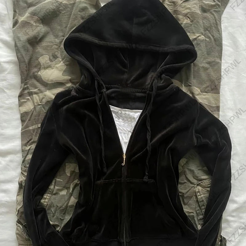 Y2K Gothic Women Hoodie Rock Hot Cardigan Fashion Versatile Long Sleeve Punk Trend Streetwear Harajuku Casual Women's Clothing