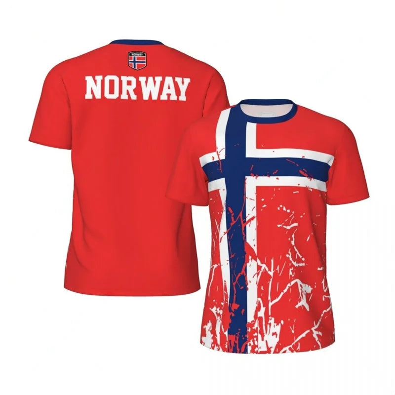 Norway Graphic Kid's T-shirt Fashion Sports Loose Short Sleeve Summer New Design 3D Printed Fitness Tees Football T Shirts