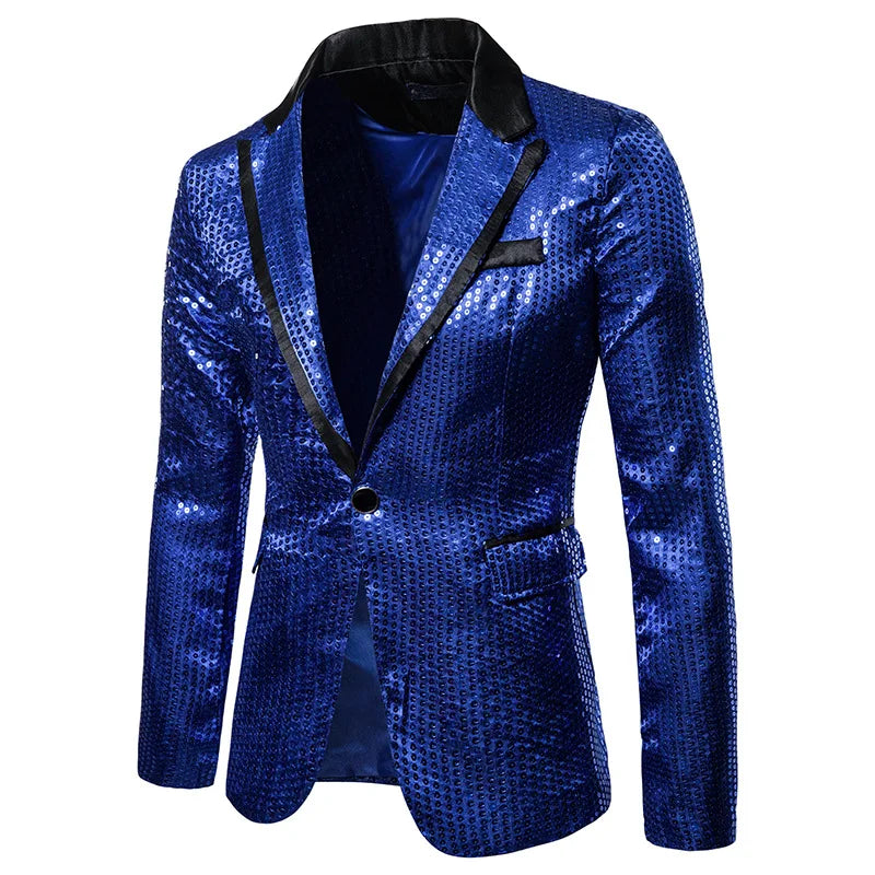 New Men's Dress Suit Round Sequin Boutique Casual Suit Jacket Men Wedding Stage Performance Costume Bar Nightclub Host Suit Tops