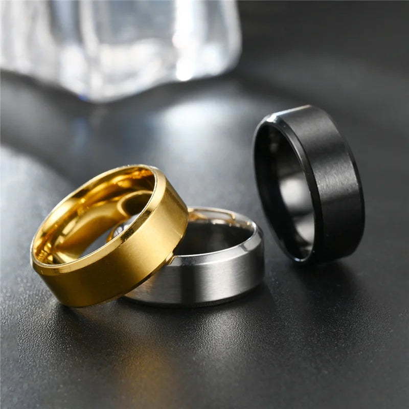Fashion Charm Jewelry Ring For Men Women Stainless Steel Black Rings Wedding Engagement High Quality Matte Male Accessories