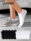 10 Pairs Sports Socks, White No-Show Socks, Sweat-Absorbent and Breathable, Suitable for Tennis, Badminton, Professional Running, Men's Basketball
