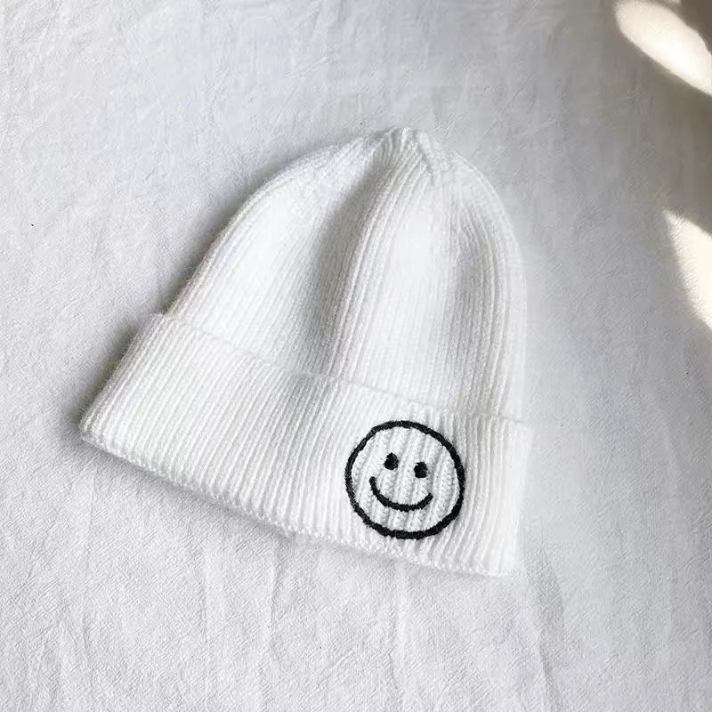 Children's smiley face hat Baby hat Fall Winter children boys and girls cute warm knit hat woolen hat trend