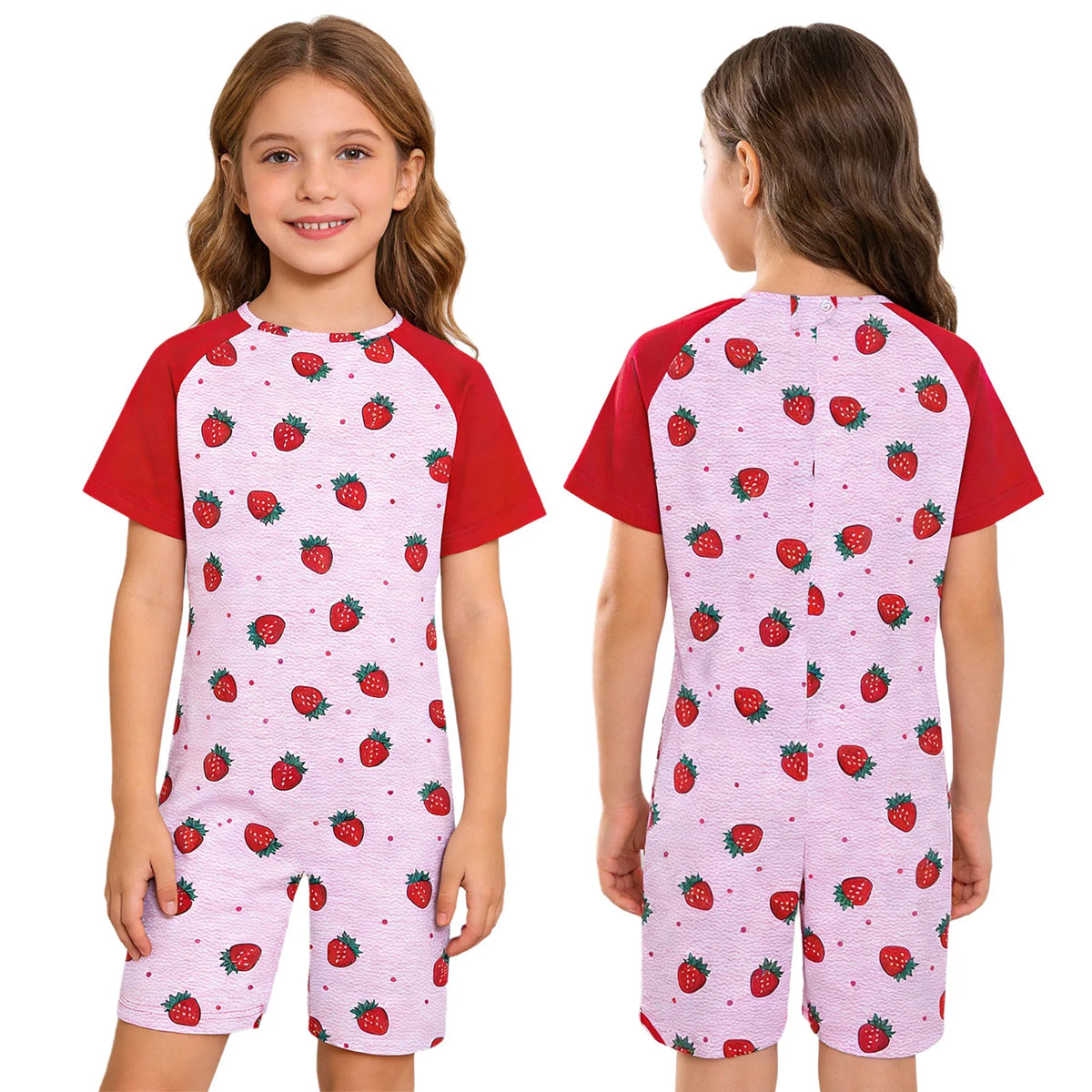 Kids Boys Girls Special Needs Adaptive Clothing Jumpsuit Ideal for Wearing All Day Short Sleeve Print Zipper Anti-Strip Rompers