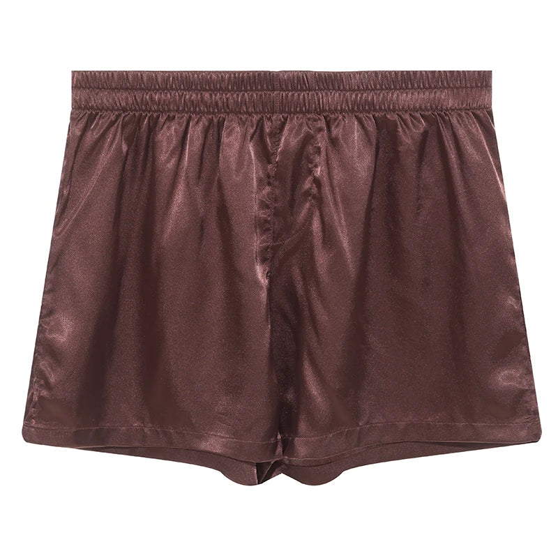 Men's Pajamas Shorts Soft Silky Underwear Men Boxers Shorts Sleep Bottoms Homewear Sleepwear Loose Lounge Shorts