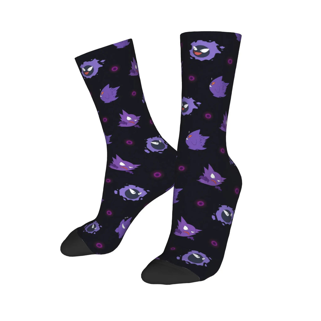 Happy Funny Male Men Socks Hip Hop Pokemons Cartoon Gengar Sock Polyester  Graphic Women's Socks Spring Summer Autumn Winter