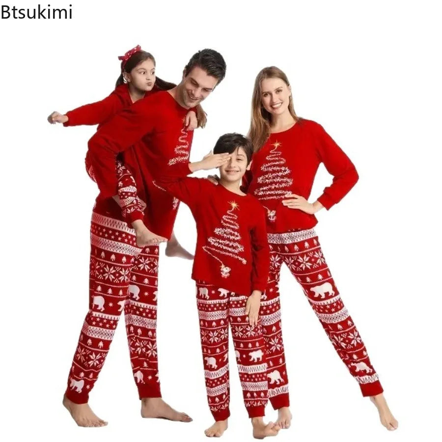 2026 New Family Christmas Pajamas Mom Dad Kids Matching Clothing Set Baby Romper Pajamas Sets Soft Loose 2 Pieces Suit Homewear
