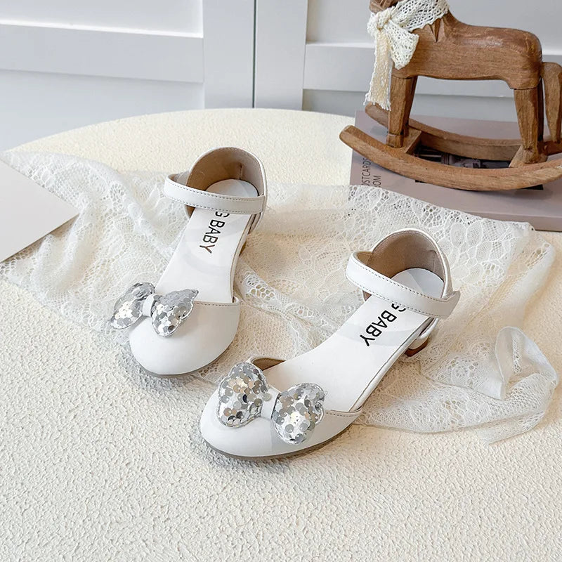 2026 Children High-heel Shoes for Girls Spring New Fashion Korean Style Soft Bottom Anti-slippery Versatile Princess Dress Shoes