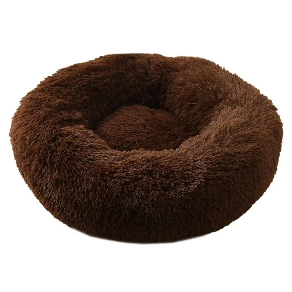 Soft Pet Cat Bed Pad Plush Warm Faux Fur Dog Calm Bed Donut Round Bed Comfortable Sleeping Washable for Small Medium Dog and Cat
