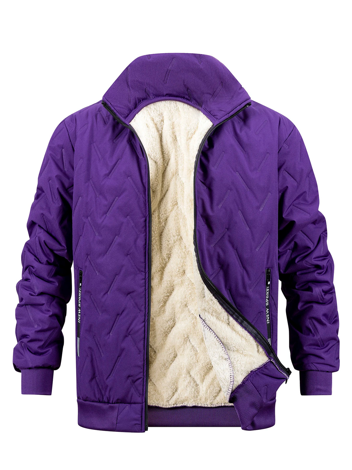 Winter Thickened Cotton Jacket Men's Zipper Stand Collar Coat Windproof Waterproof Stand Collar Coat Casual Loose-Fit Outerwear