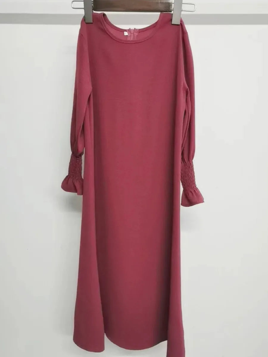 Muslim Kids Girl Dubai Abaya Ruffle Solid Long Dress Modest Ramadan Robe Kaftan Femme Musulmane Islamic Clothing African Dresses