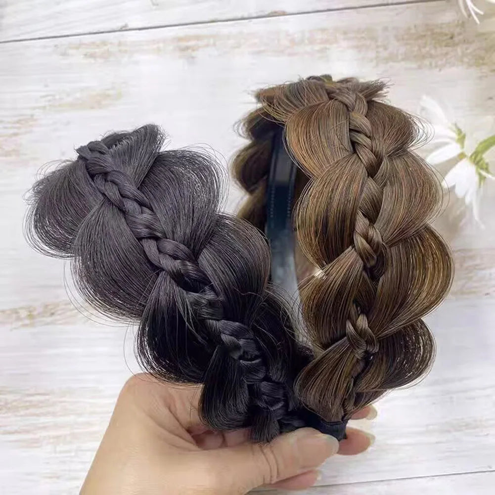 Women Wig- Headbands For Women Wide Fishbone Braids Hairbands Handmade Retro Head Hoop Hair Styling Headwear Accessories