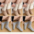 6 Pairs/lot Women's Mid-Tube Socks Hollow-Out Mesh with Flounce Trim Breathable Slouch Trendy and Versatile for Instagram Style