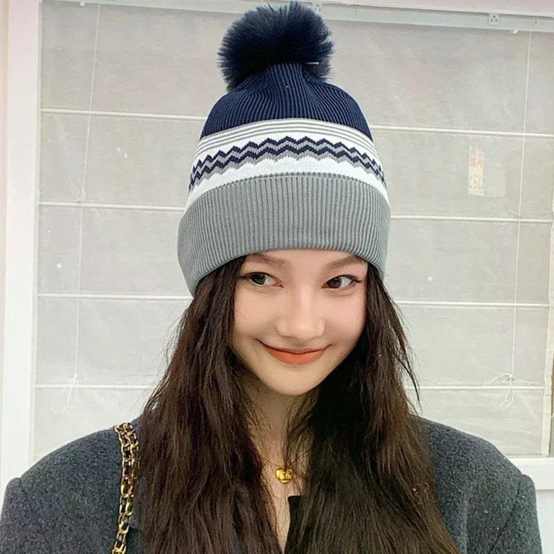 Autumn/winter Women's Knitted Wool Hat With A Large Head Circumference A Relaxed Style Warm And Cold-proof