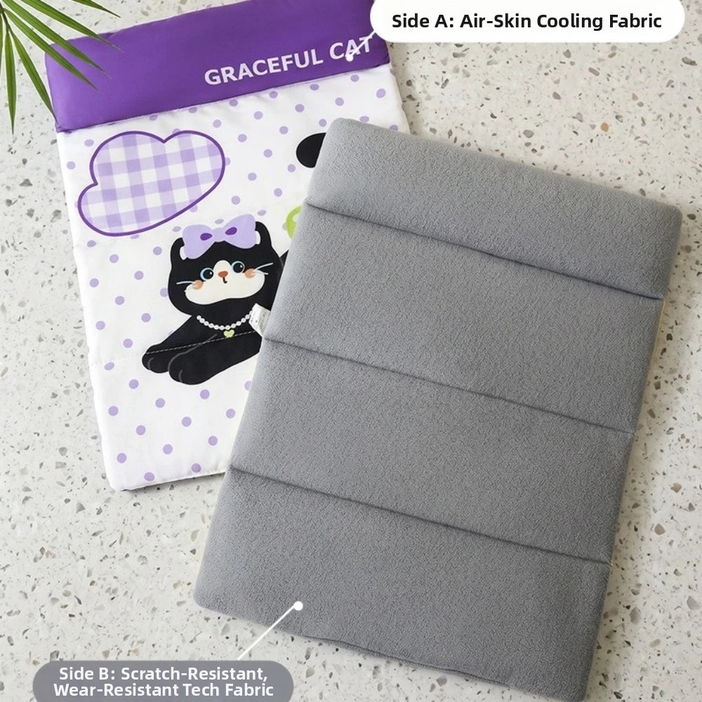Pet Bed Breathable Pet Cooling Mat Waterproof Soft Ice Silk Cold Mat Portable Folding Pet Cold Bed Kennel