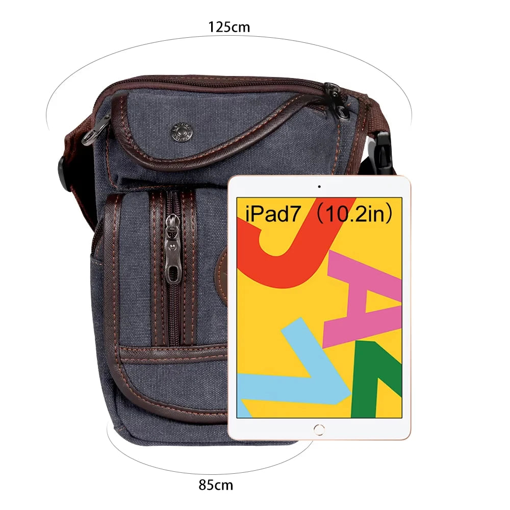 Men's Motorcycle Bag Waterproof Portable Canvas Motorcycle Drop Leg Bag Multifunctional Outdoor Sport Riding Waist Shoulder Bag