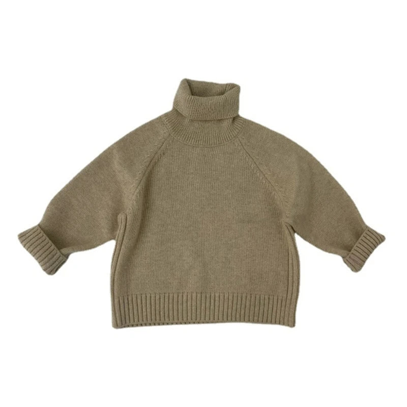 Children Turtleneck Sweater Knitted Pullover Sweater Winter Warm Slip Over Outfit Long Sleeves Hoodies for Kids Age 1-6T