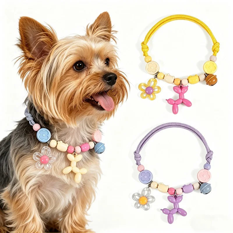 Pet Accessories Cute Balloon Dog Flower Collar Cat Dog Necklace Adjustable Fashion Pet Photo Props Decorative Pet Neckwear