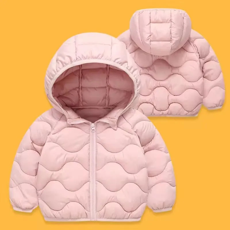 Children's Lightweight Coat Girls' Down Jackets Boys' Winter Warm Outerwear Kids Hooded Long-Sleeved Tops Autumn Cotton Clotes