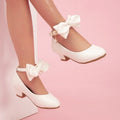 Fashion Girls' Performance Leather Shoes Elegant Bowknot Children Causal High Heel Shoes Kids Party Wedding Shoes for Princess