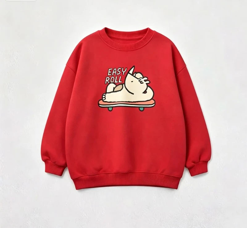 Kids Crewneck Sweatshirt Cartoon Printed Casual Pullover Top For Boys Girls Spring Autumn Loose Comfortable Long Sleeve Outfits