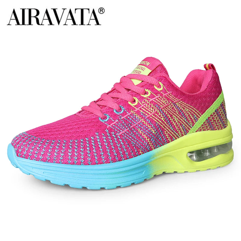 Women Sneakers Sports Tennis Shoes Cushion Running Shoes Lace Up Breathable Leisure Outdoor Sneakers