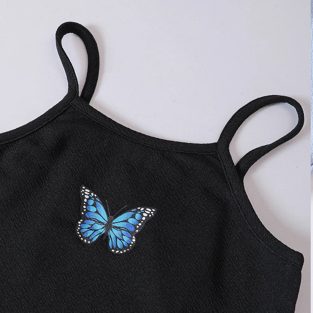 Kids Casual Clothing Sets Outfits for Girls 2024 Autumn Children Fashion Long Sleeve Short Tops Print Cami Bodycon Dress 5-14Y