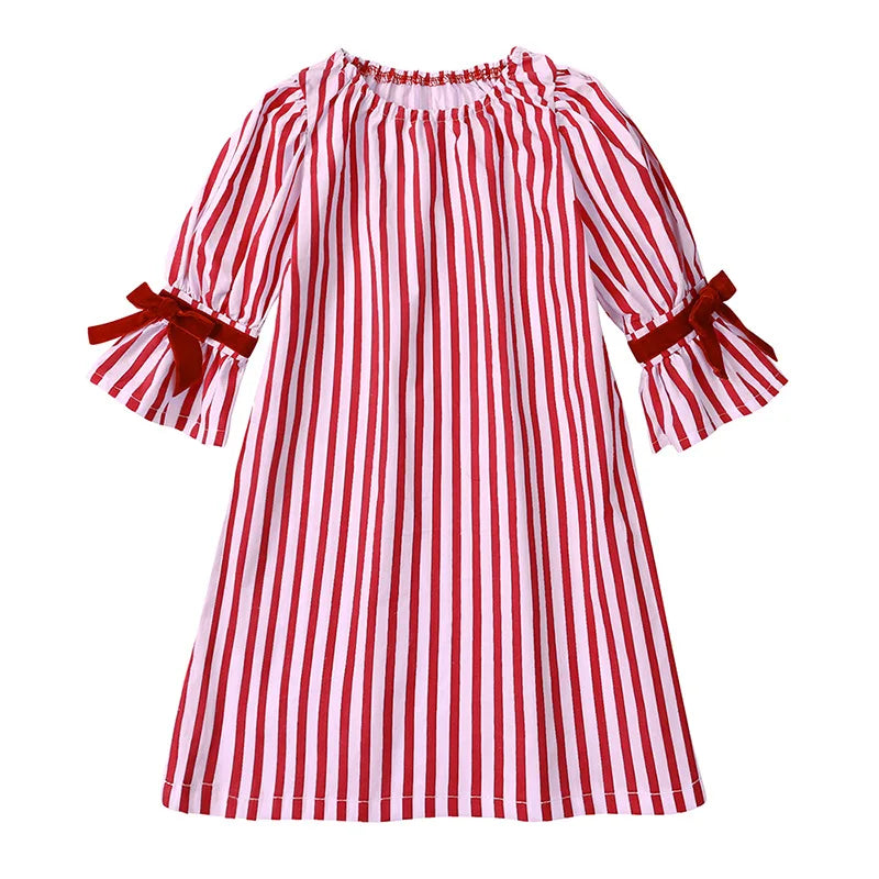 Children Striped Christmas Pajamas Clothes Set Toddler Boy Girl Tops + Pants 2pcs Pants Suit Kids Homewear Cotton Outfits