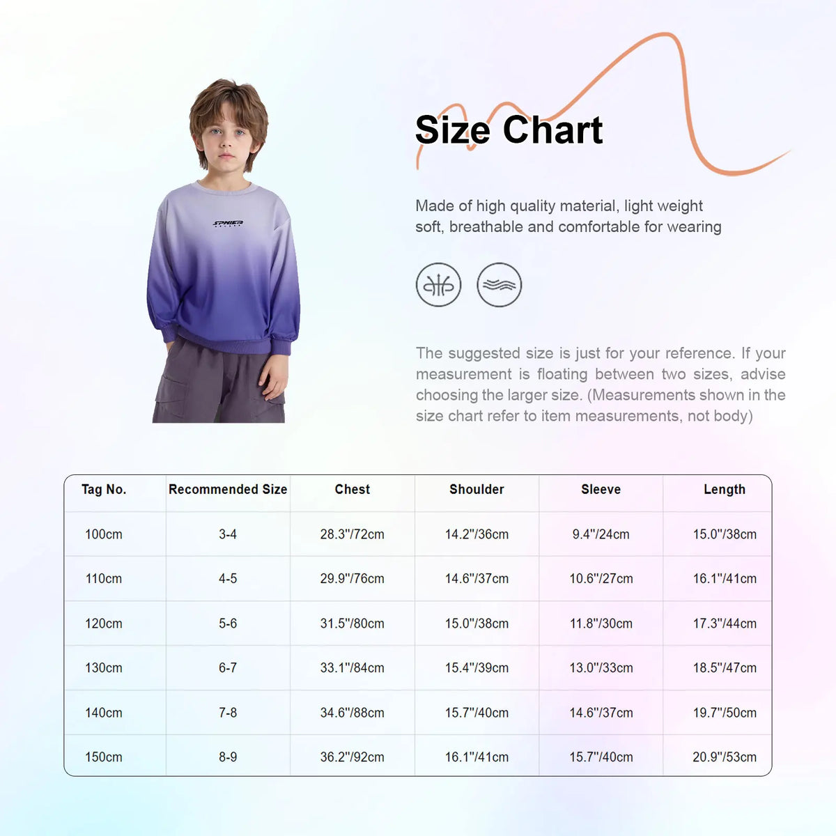 Kids Boys Girls Gradient Sweatshirt Letter Print Round Neck Long Sleeve Pullover Elastic Cuffs Top for Everyday Wear Playwear