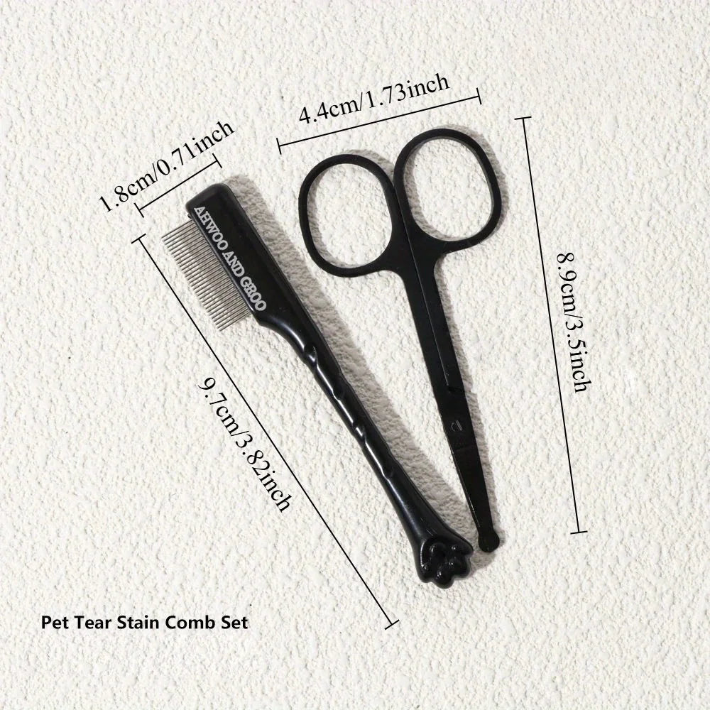 Pet Facial Cleaning Comb Set Removes Tear Stains Eye-poop Cat Paw Comb Dog Hair Repair Scissors Cat Hair Comb Pet Clean Supplies