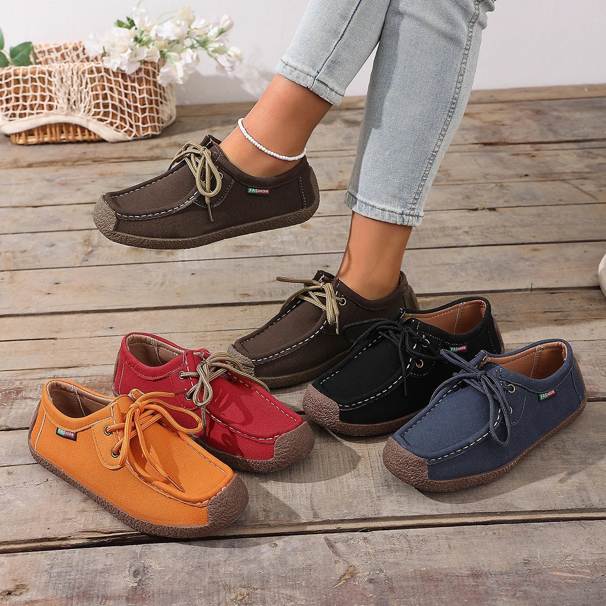 New Women's Casual Loafers Soft Sole Comfortable Lace Up Moccasins  Walking Daily Shoes for Women