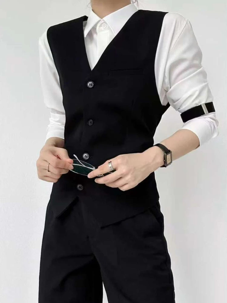 Unisex Black Grey Blazer Vest Edgy Slim Fit Suits Vest with High End Tailored Design for Men Women