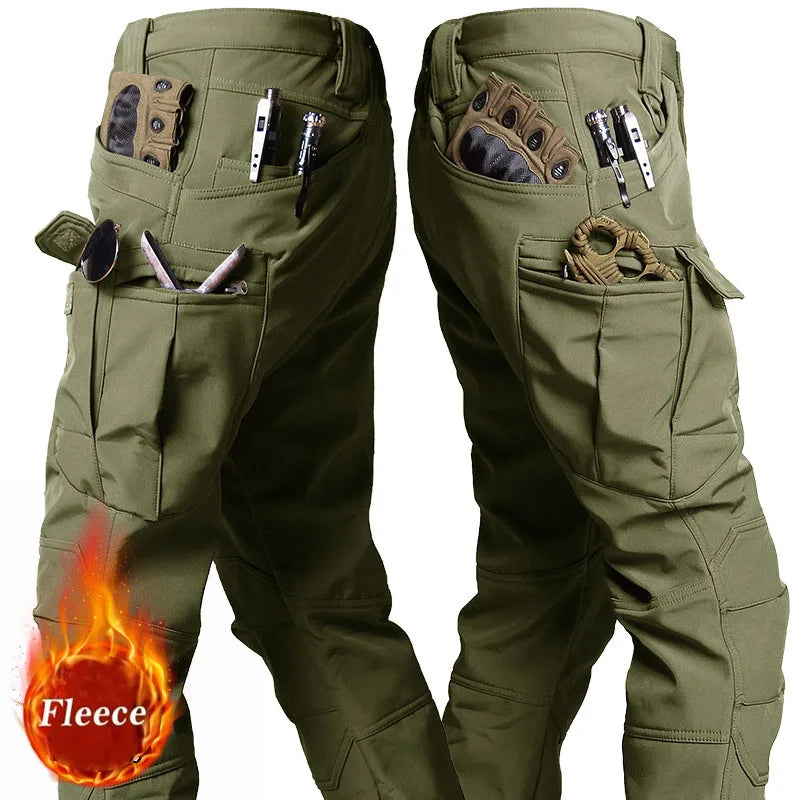 Stretch Waterproof Pants Men Casual Winter Thick Warm Fleece Shark Skin Trousers Male Windbreaker Sweatpants Mens Tactical Pants
