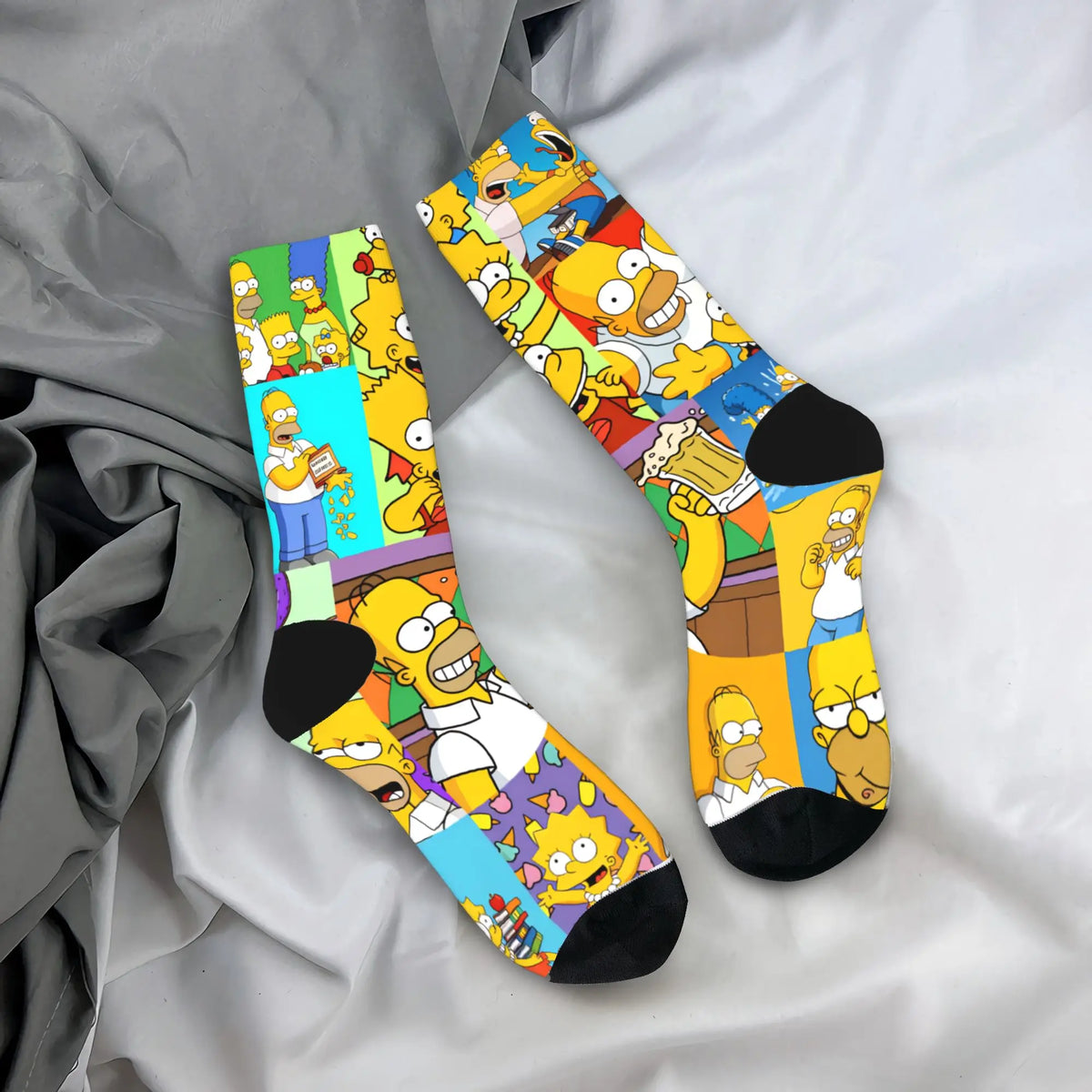 Homer S-Simpsons And Friends Meme Stockings Novelty Socks Unisex Men Breathable Socks Autumn Running Pattern Anti Socks Gift