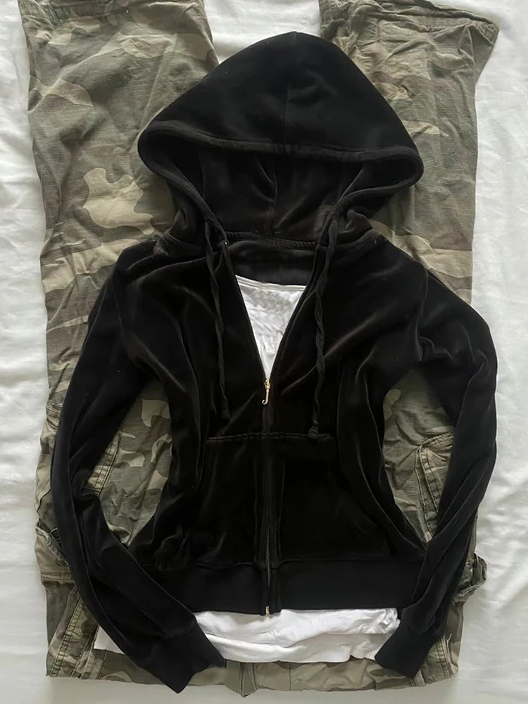 Y2K Gothic Women Hoodie Rock Hot Cardigan Fashion Versatile Long Sleeve Punk Trend Streetwear Harajuku Casual Women's Clothing