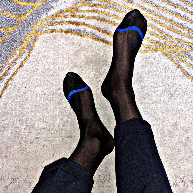 CLEVER-MENMODE Male Sockings Gifts Sheer Socks Exotic Formal Wear Ultra Thin Socks Men Sexy Transparent Business Socks