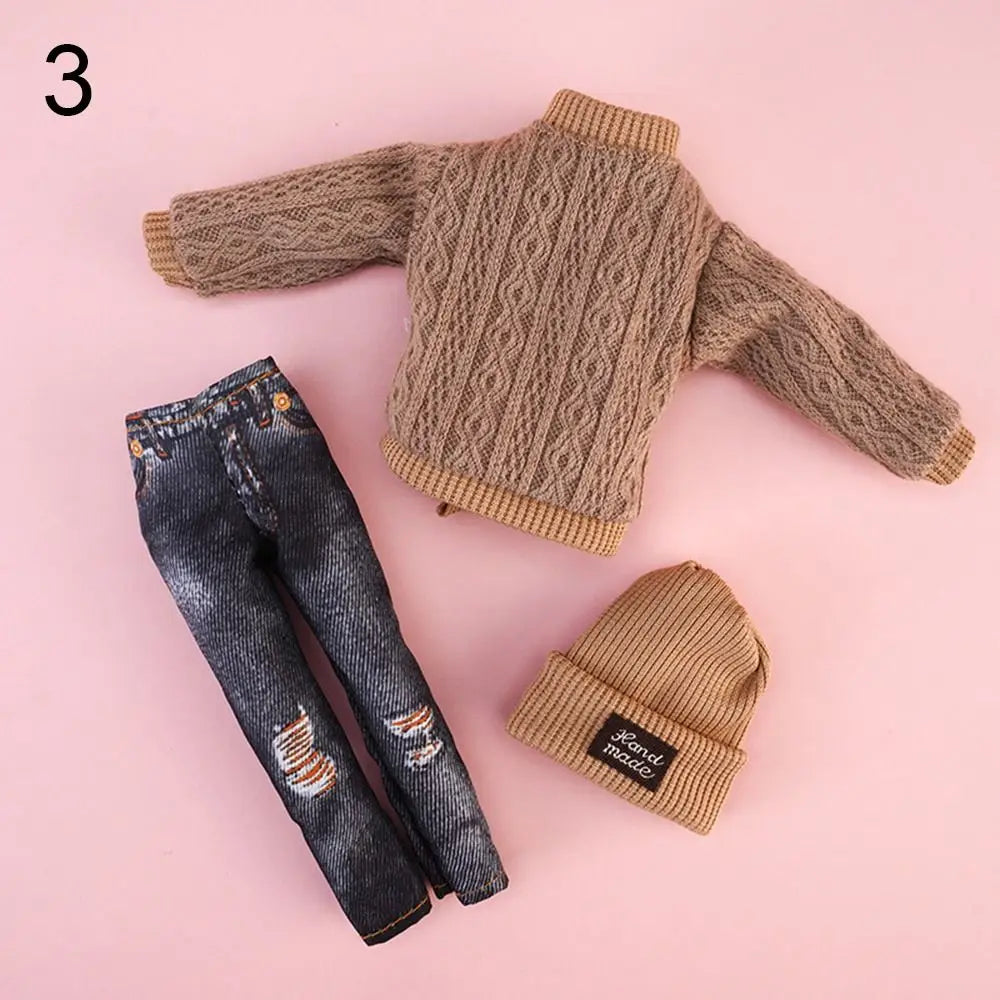 1 Set Fashion Kids Gift Toy Doll Accessories Winter Wear Sweaters Casual Wear Hats Dolls Pants Girl Clothes