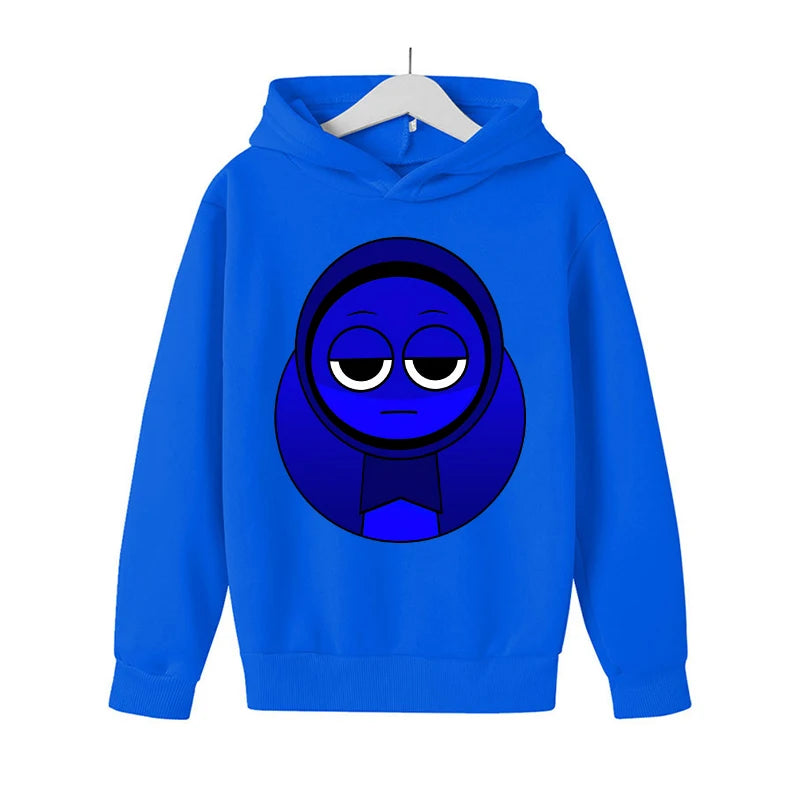 Sprunki Thick Hoodie for Children Anime Cartoon Fashion Sweatshirt Boys Girls Autumn Winter Hip Hop Hooded Hoodies Kids Clothes