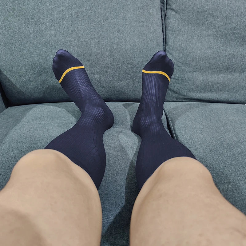 CLEVER-MENMODE Male Sockings Gifts Sheer Socks Exotic Formal Wear Ultra Thin Socks Men Sexy Transparent Business Socks