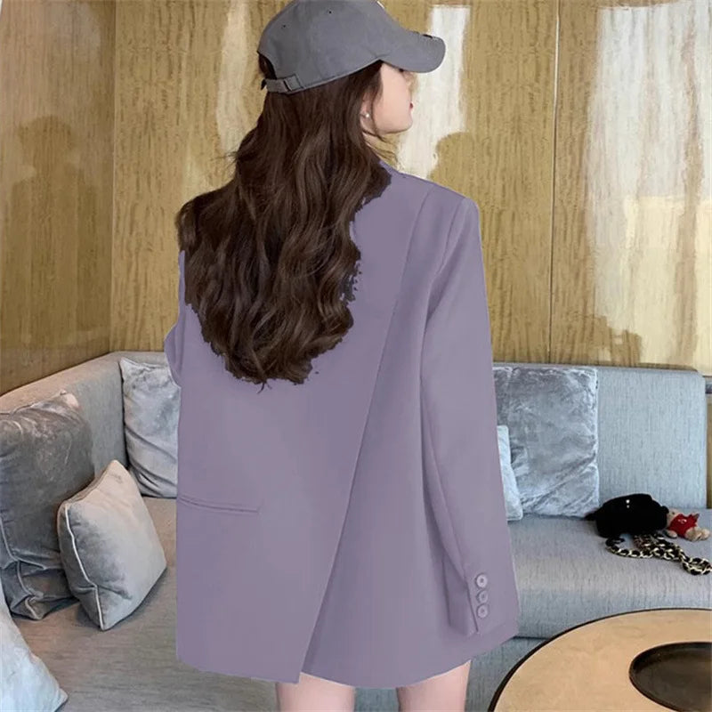 New in Spring  Autumn Style Commuter Suit Women Long Sleeved Fashionable Casual Loose Solid Color Suit Jacket Clothes Top