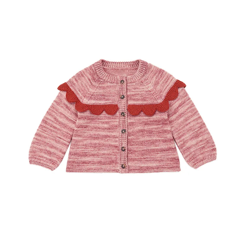 Kids' Sweater Set for Autumn & Winter 2025 MP Series - Girls' Tie-Front Shirt, Popcorn Knit Top, Skirt and Shawl Set