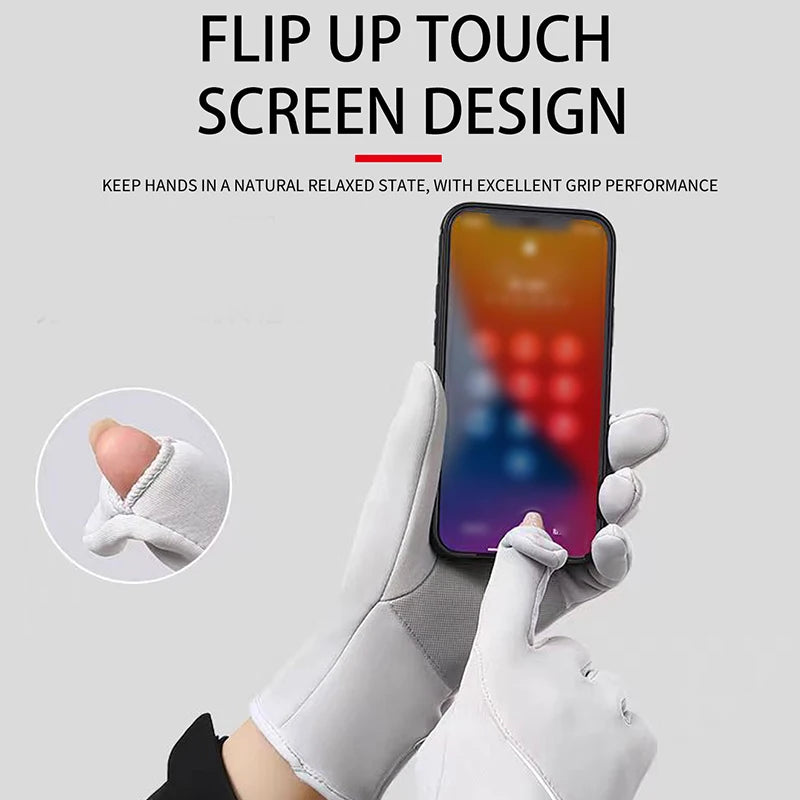 Women Winter Warm Gloves Cold Resistant Flip Touch Screen Windproof Anti‑Slip Adjustable Cuff for Skiing Cycling Outdoor Sports