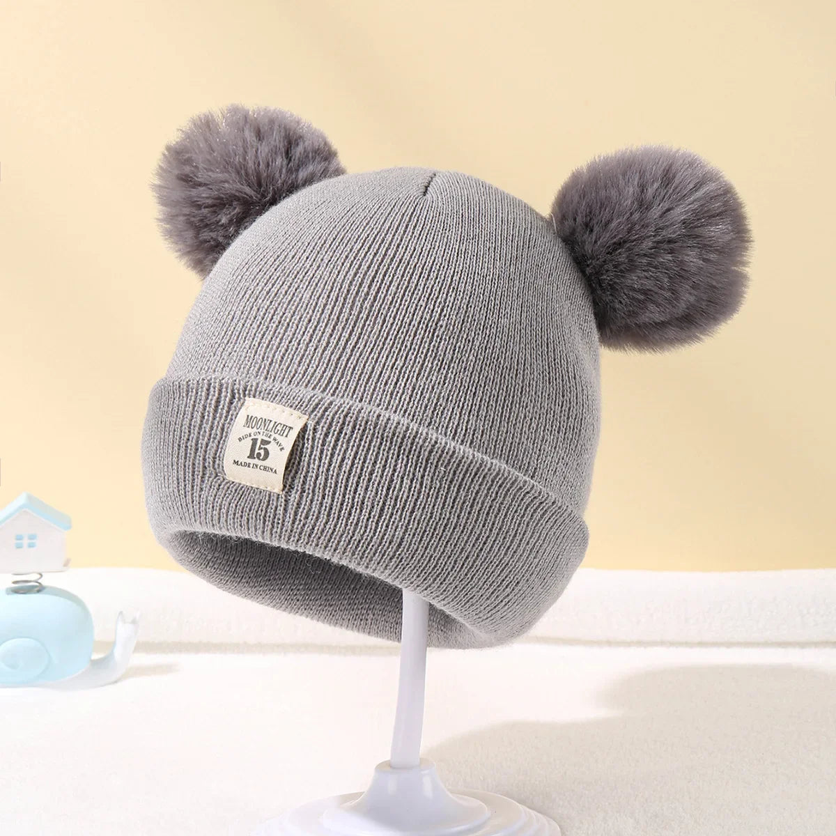 Winter Baby Hats Warm Knitted Kids Hats with Pom Newborn Beanie Hat Solid Color Children Hat for Boys Girls Babies Accessories