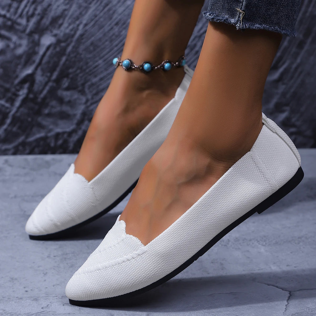 Women Flats Women Solid Slip Designer Casual Breathable Mesh Shoes Women Loafers Comfortable Shoes Pointed Toe Flat Shoes