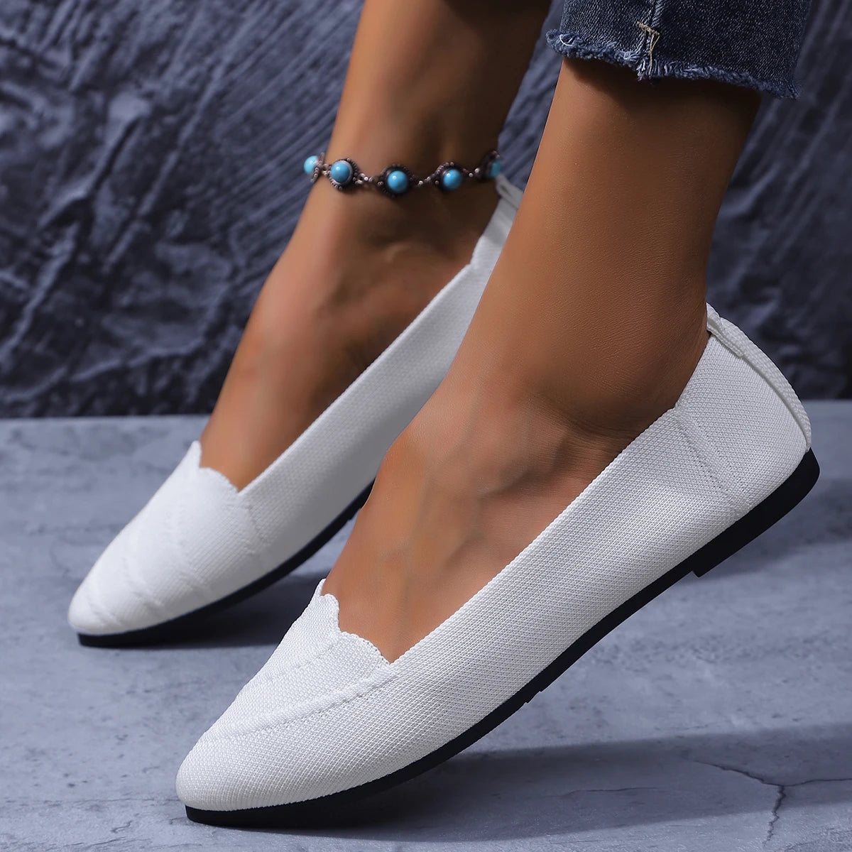 Women Flats Women Solid Slip Designer Casual Breathable Mesh Shoes Women Loafers Comfortable Shoes Pointed Toe Flat Shoes