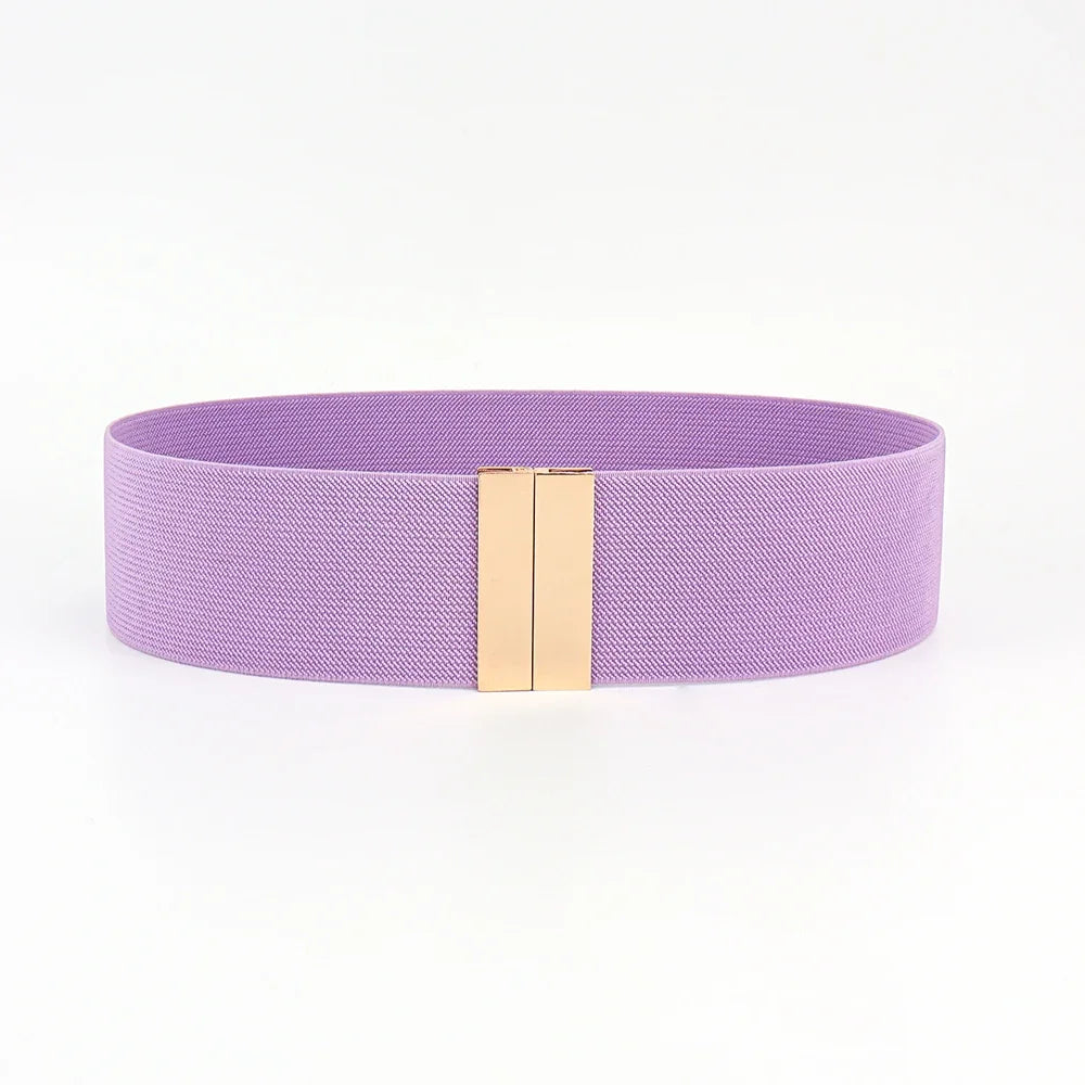 High Quality Belts for Women Black Waist Elastic Ladies Band Round Buckle Decoration Coat Sweater Fashion Dress Rice White